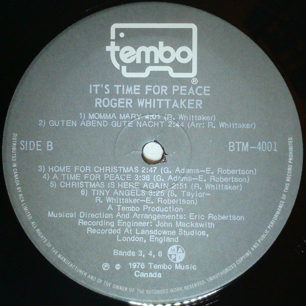 Roger Whittaker – A Time For Peace (Christmas Album)  1976 in Shrinkwrap! VinylPursuit.com