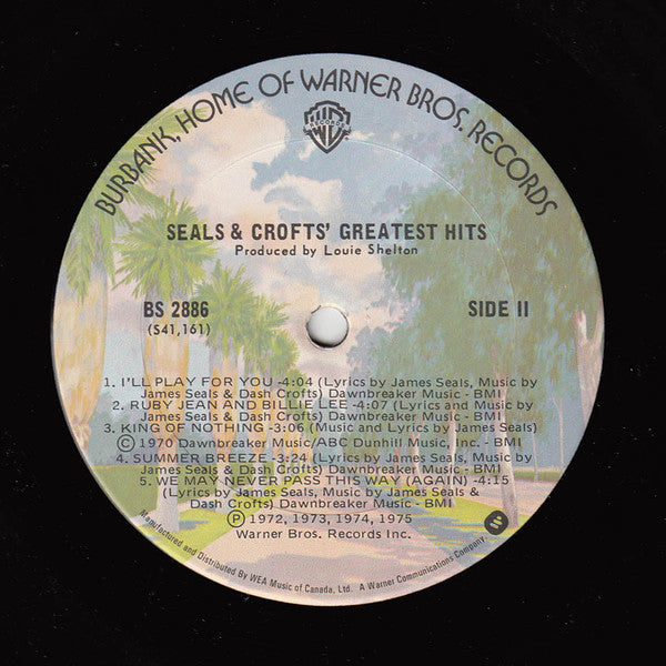 Seals & Crofts Greatest Hits 1975 Pressing Vinyl Pursuit Inc