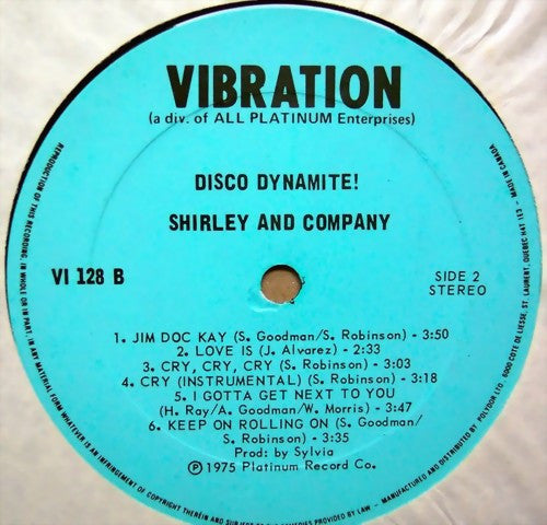Shirley & Company – Disco Dynamite -  1975 Original Pressing Vinyl Pursuit Inc