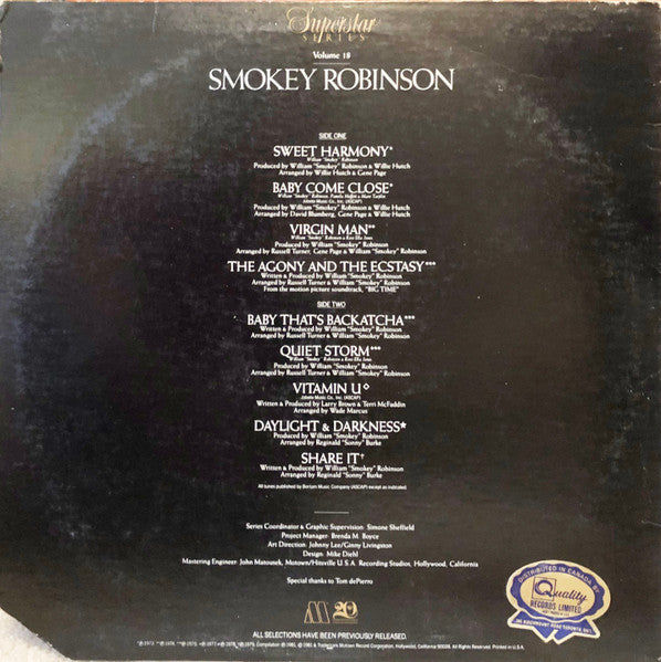 Smokey Robinson – Smokey Robinson 1981 Pressing VinylPursuit.com