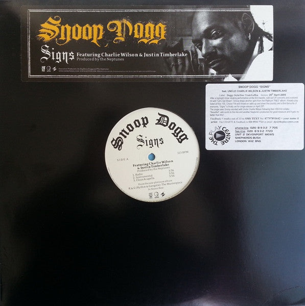 Snoop Dogg with Charlie Wilson, Justin Timberlake – Signs -  US Original Vinyl Pursuit Inc
