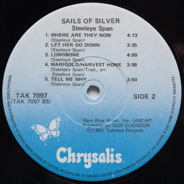 Steeleye Span – Sails Of Silver - 1981 Original Pressing Vinyl Pursuit Inc