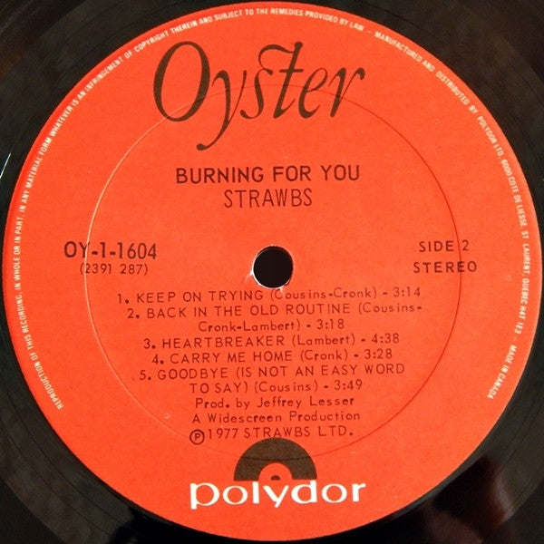 Strawbs – Burning For You - 1977 Original Pressing Vinyl Pursuit Inc