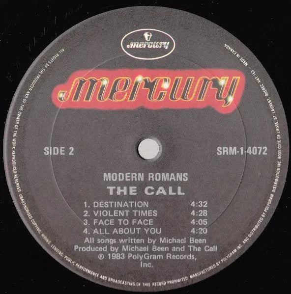 The Call – Modern Romans -  1983 Original Pressing Vinyl Pursuit Inc