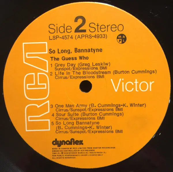The Guess Who So Long, Bannatyne Vinyl Pursuit Inc