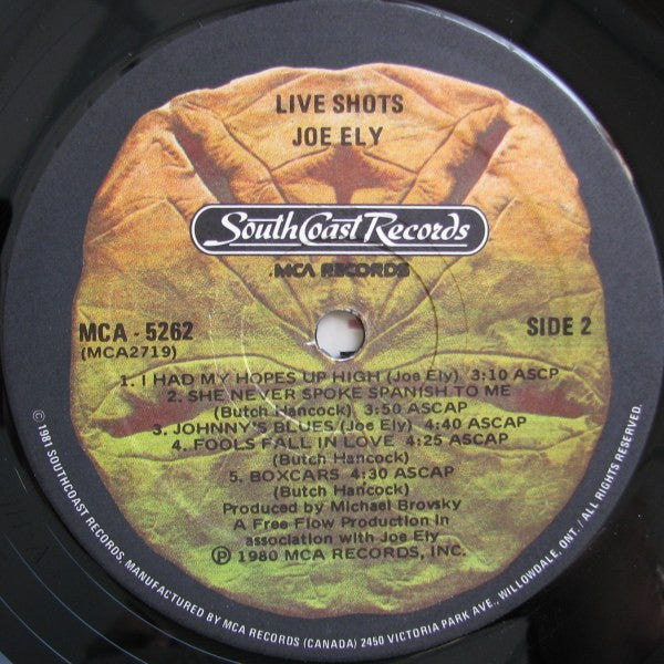 The Joe Ely Band – Live Shots - 1981 Original Vinyl Pursuit Inc