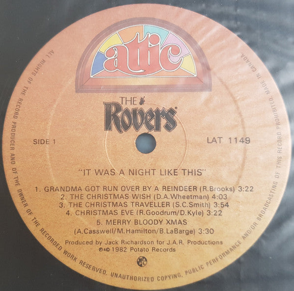 The Rovers – It Was A Night Like This -  1982 Original! Vinyl Pursuit Inc