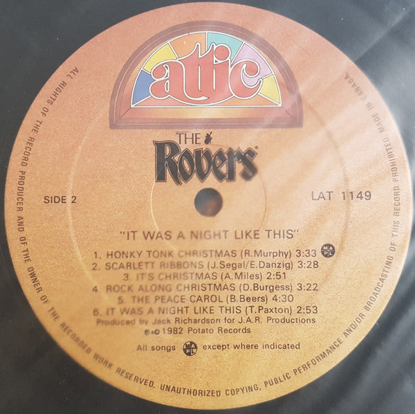 The Rovers – It Was A Night Like This -  1982 Original! Vinyl Pursuit Inc