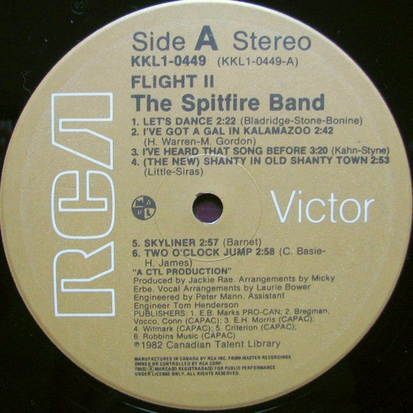 The Spitfire Band – Flight II - 1982 Original Pressing Vinyl Pursuit Inc