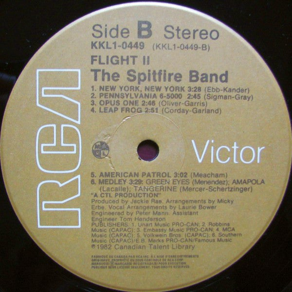 The Spitfire Band – Flight II - 1982 Original Pressing Vinyl Pursuit Inc