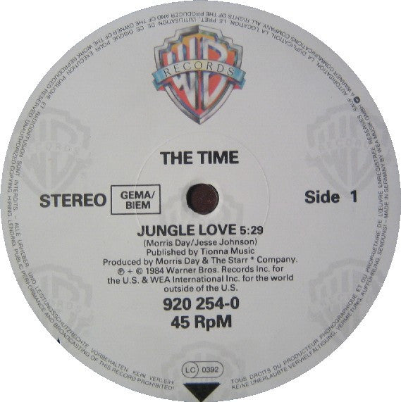 The Time – Jungle Love - Europe 1984 Original Pressing Vinyl Pursuit Inc