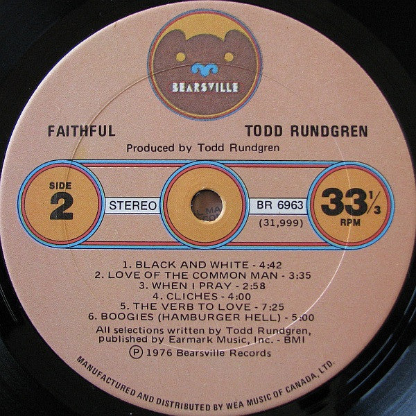 Todd Rundgren – Faithful -  1976 Original Pressing Vinyl Pursuit Inc