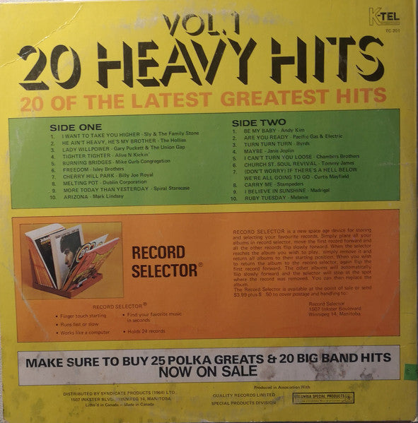 20 Heavy Hits Vol. 1 - 1971 Original Pressing Vinyl Pursuit Inc