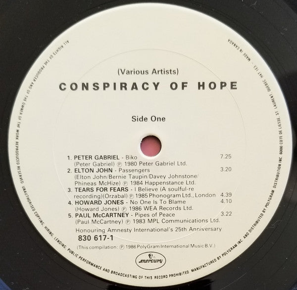 Conspiracy Of Hope - Various - 1986 in Shrinkwrap! Vinyl Pursuit Inc