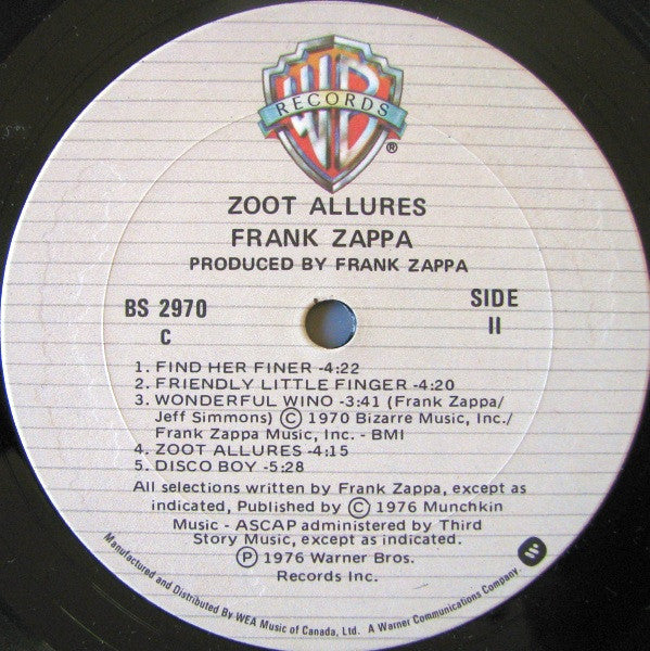 Zappa – Zoot Allures VinylPursuit.com