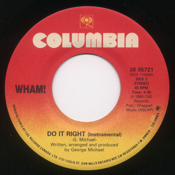 Wham! – I'm Your Man - 7" Single Vinyl Pursuit Inc