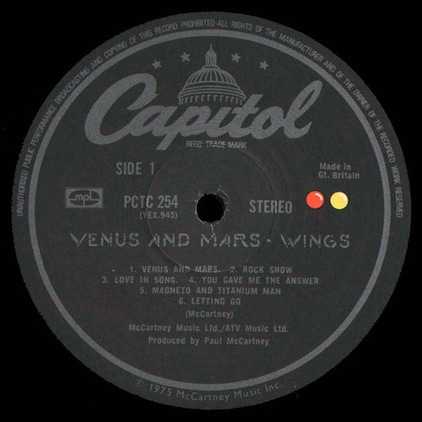Wings – Venus And Mars - 1975 Original UK Pressing Vinyl Pursuit Inc