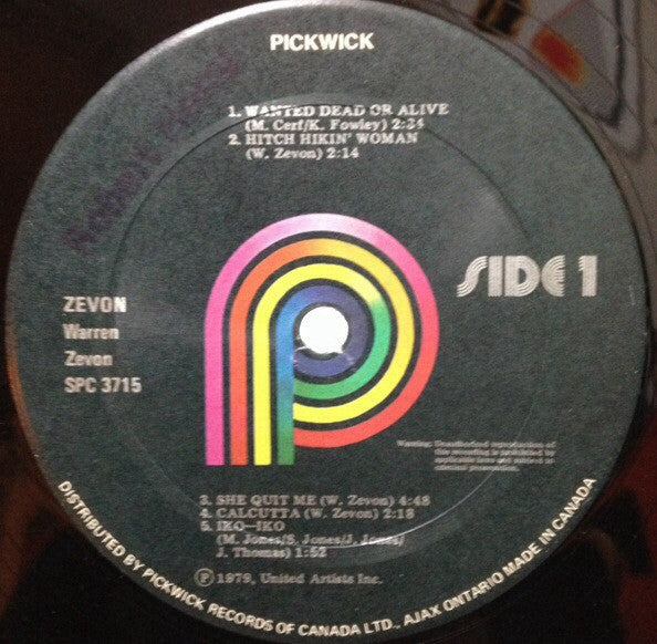 Zevon – Wanted Dead Or Alive - 1979 VinylPursuit.com