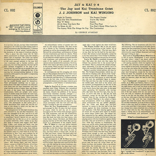 JJ Johnson and Kai Winding – Jay and Kai + 6: The Jay And Kai Trombone Octet - 1956 Mono VinylPursuit.com