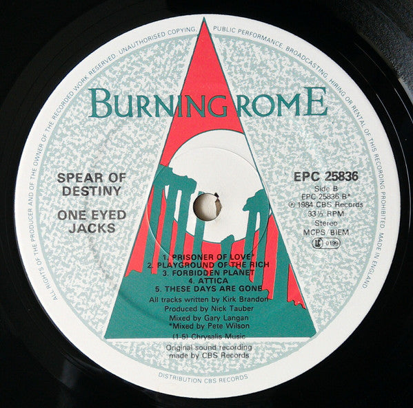 Spear Of Destiny – One Eyed Jacks - 1984 UK Original VinylPursuit.com