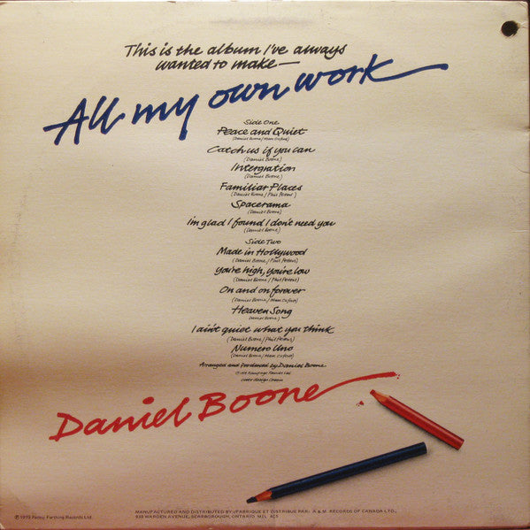 Daniel Boone – All My Own Work - Rare, Sealed VinylPursuit.com