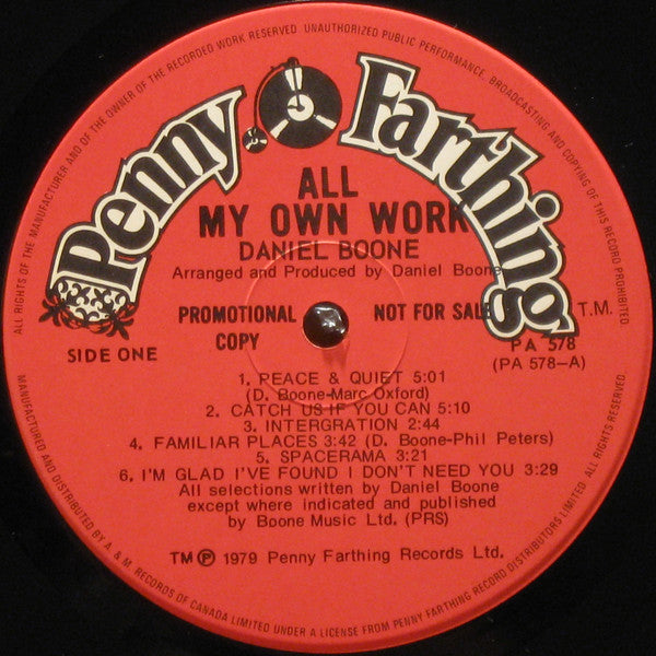 Daniel Boone – All My Own Work - Rare, Sealed VinylPursuit.com