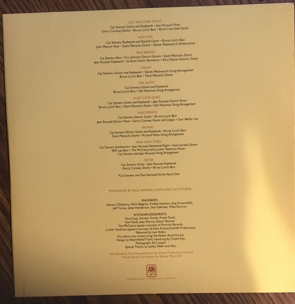 Cat Stevens – Back To Earth - 1978 VinylPursuit.com