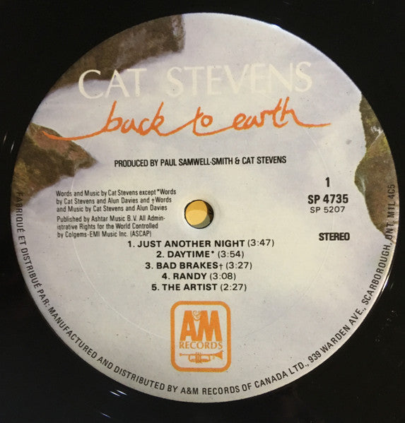 Cat Stevens – Back To Earth - 1978 VinylPursuit.com