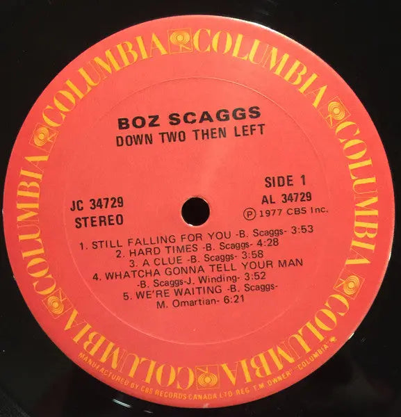 Boz Scaggs – Down Two Then Left VinylPursuit.com