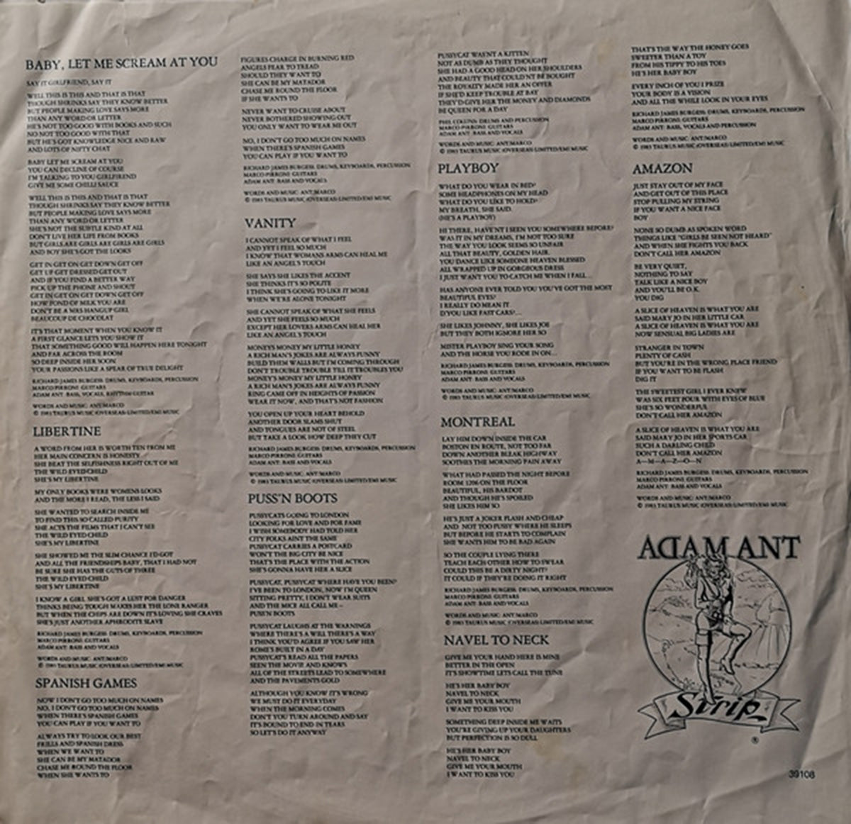 Adam Ant – Strip - 1983 VinylPursuit.com