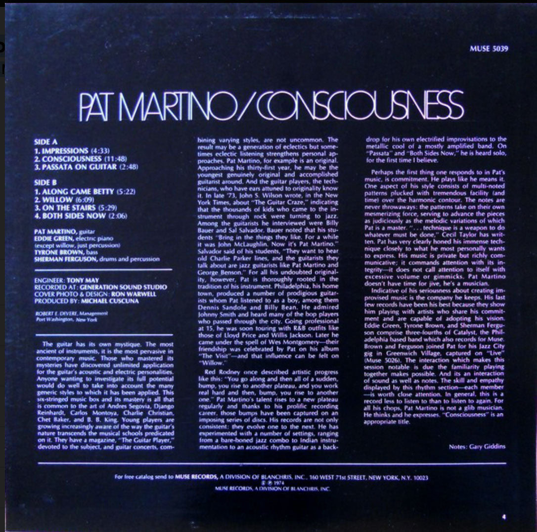 Pat Martino - Consciousness - UK Pressing - RARE VinylPursuit.com