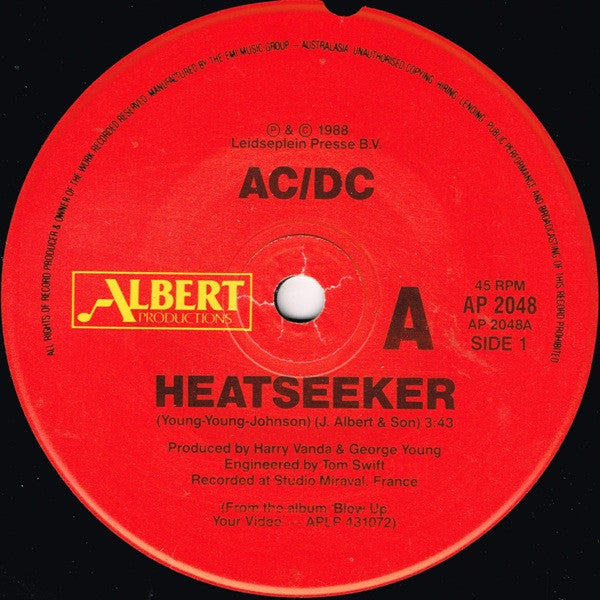 AC/DC – Heatseeker - 7" 45 RPM - Australian Pressing VinylPursuit.com