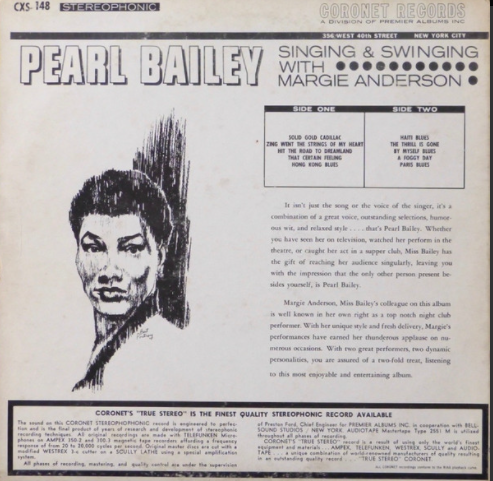 Pearl Bailey with Margie Anderson – Singing & Swinging - US Pressing VinylPursuit.com