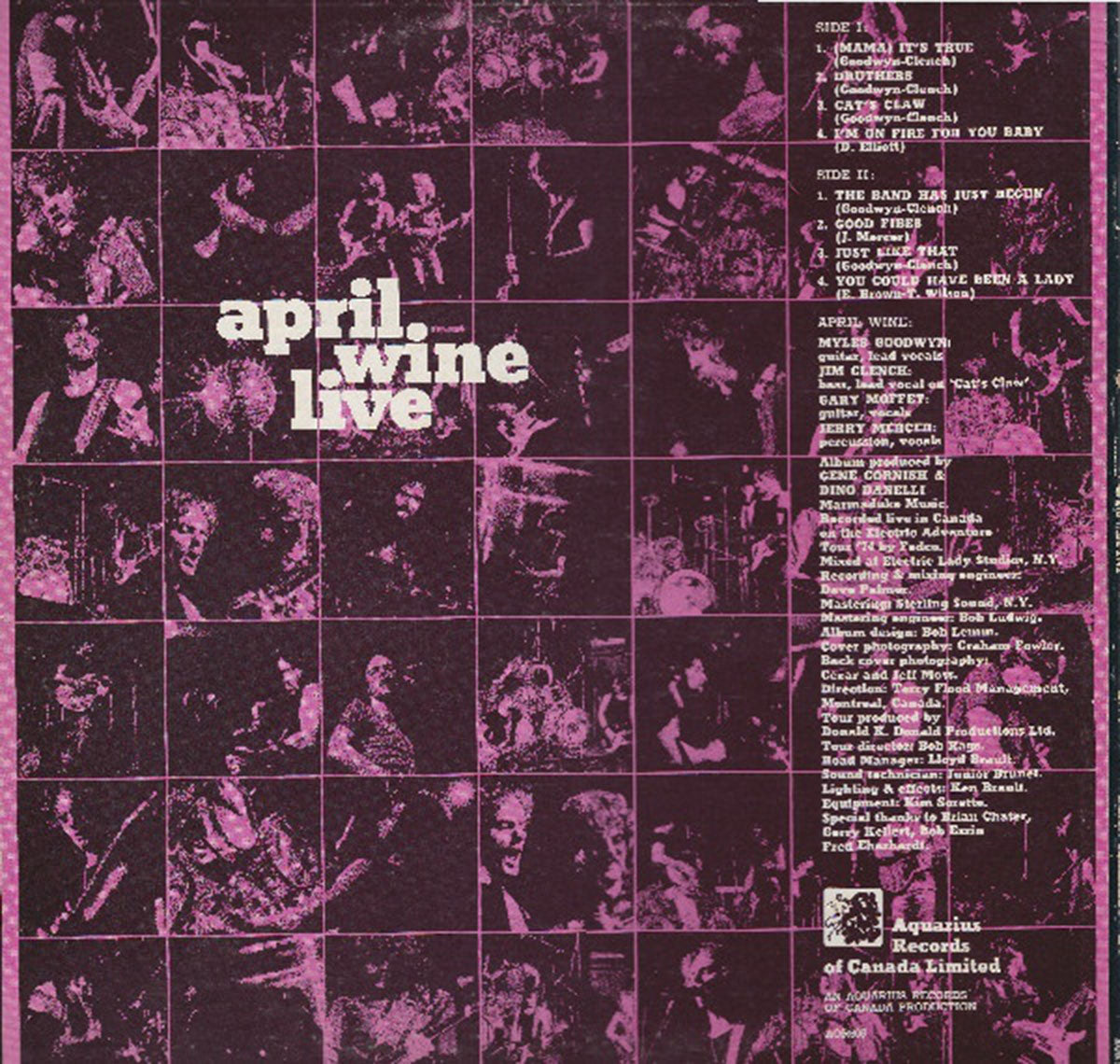 April Wine ‎– April Wine Live - 1974 Original!