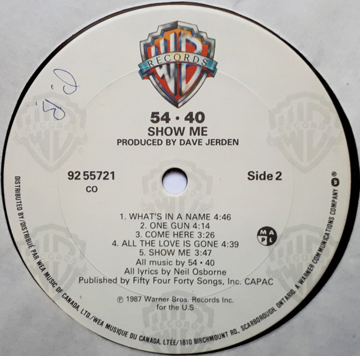 54-40 – Show Me - 1987 Vinyl Pursuit Inc