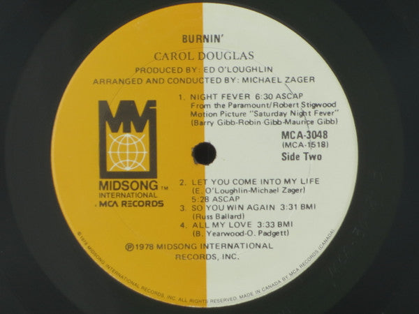 Carol Douglas – Burnin' - 1978 VinylPursuit.com
