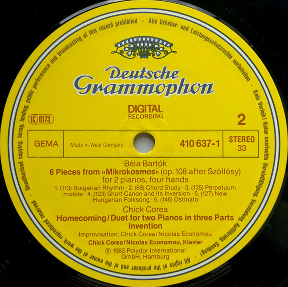 Chick Corea & Nicolas Economou – On Two Pianos - German Pressing Vinyl Pursuit Inc