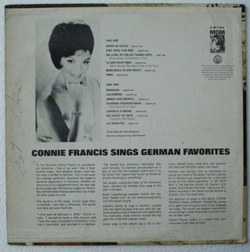 Connie Francis – Sings German Favorites - US Pressing VinylPursuit.com