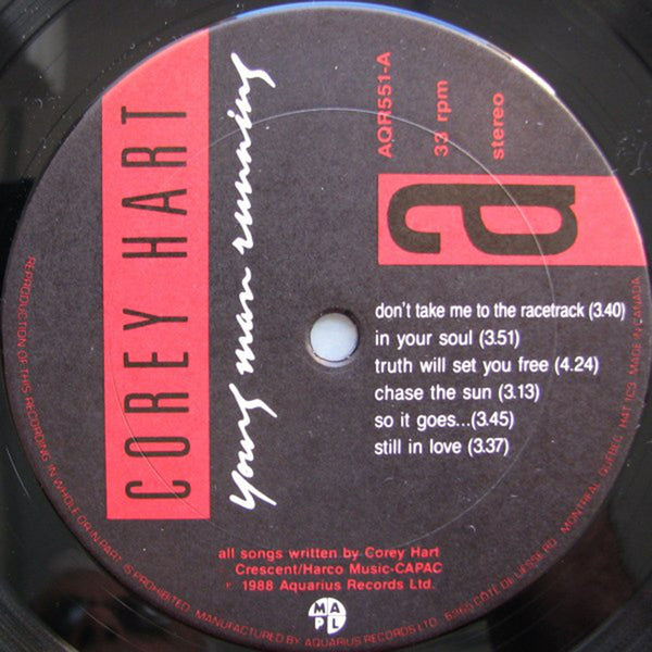 Corey Hart Young Man Running Vinyl Pursuit Inc
