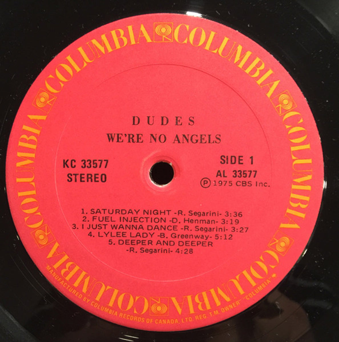 Dudes – We're No Angels - 1975 Vinyl Pursuit Inc