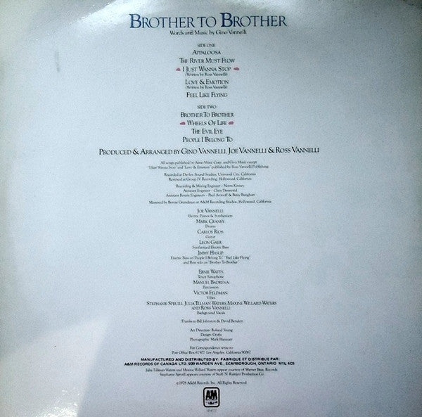 Gino Vannelli – Brother To Brother - 1978 VinylPursuit.com