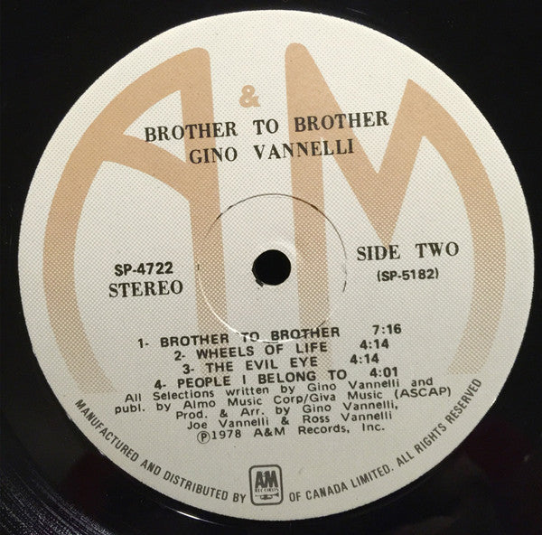 Gino Vannelli – Brother To Brother - 1978 VinylPursuit.com