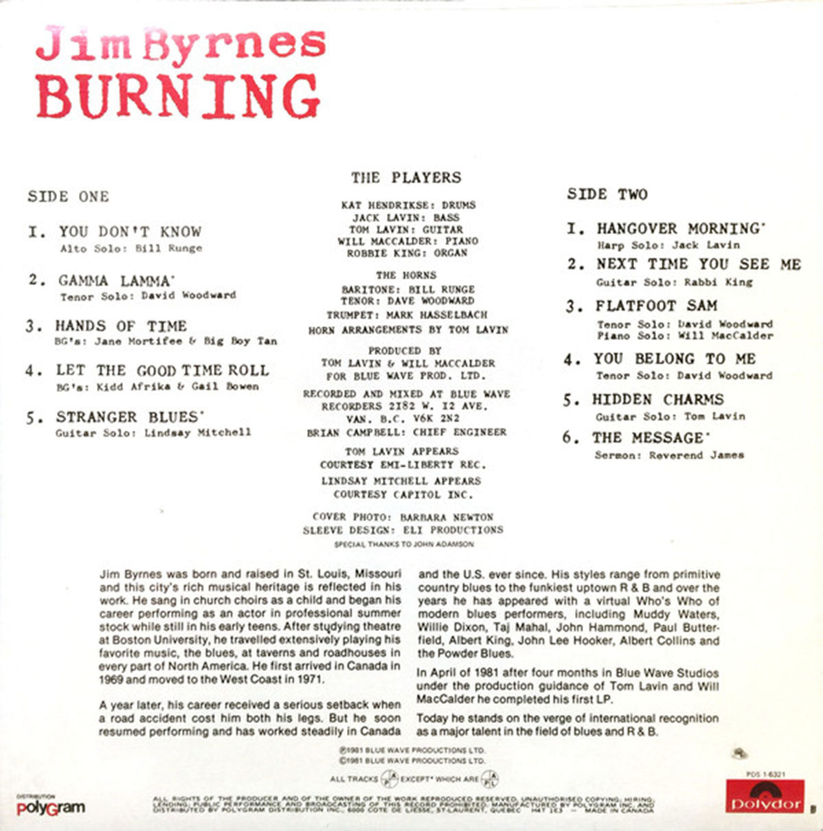 Jim Byrnes – Burning VinylPursuit.com