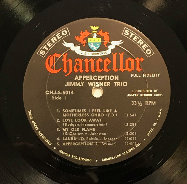 Jimmy Wisner Trio – Apperception US Pressing VinylPursuit.com