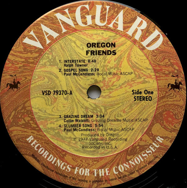Oregon – Friends - 1977  US Vanguard Pressing VinylPursuit.com