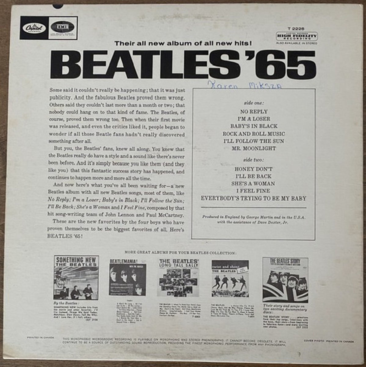 The Beatles – Beatles '65 - 1964 MONO VinylPursuit.com