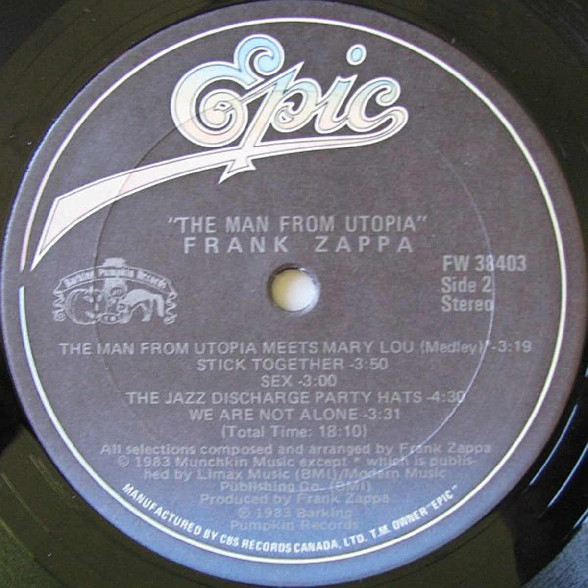 Zappa – The Man From Utopia - 1983 Vinyl Pursuit Inc