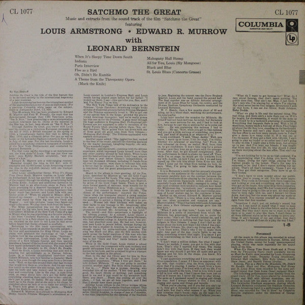 Louis Armstrong and Edward R. Murrow With Leonard Bernstein – Satchmo The Great - 1957 Original