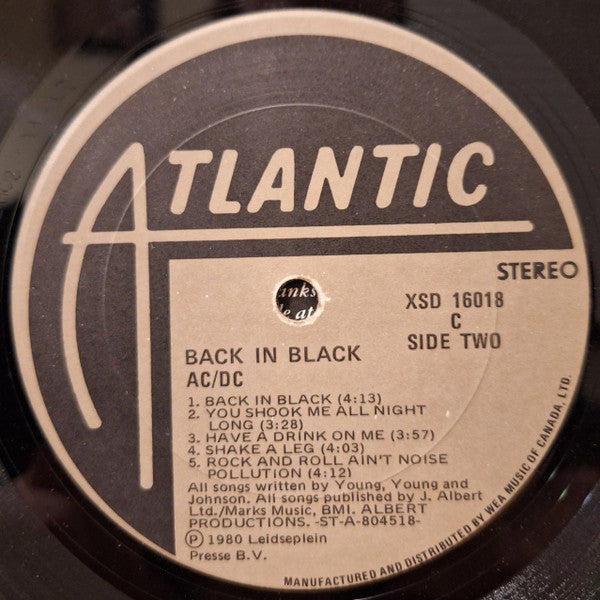 AC/DC – Back In Black - 1980 Original with Embossed Cover Vinyl Pursuit Inc