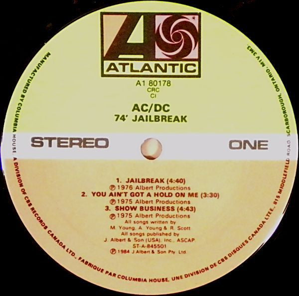 AC/DC 74 Jailbreak 1984 Original! Vinyl Pursuit Inc